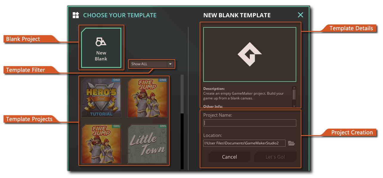 New Project Buttons