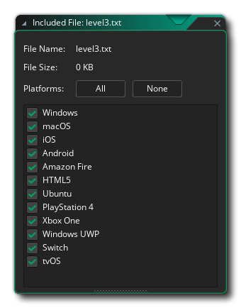 Included Files Properties