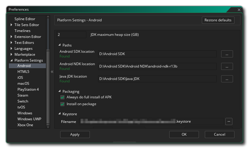 Android Preferences Packaging