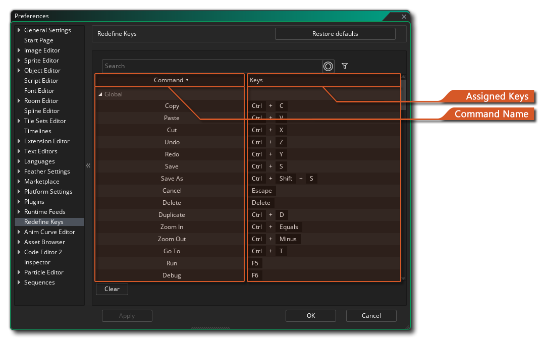Redefine Keys Preferences Expanded